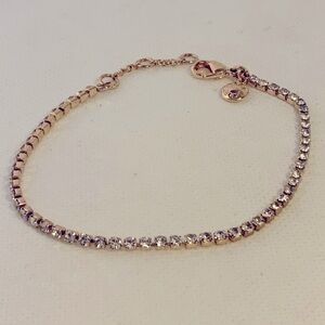 J. Crew Gold Tennis Bracelet with Lobster Clasp Adjustable Length 7”-8” - EUC